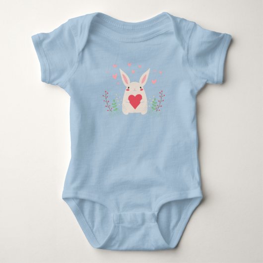Stomme witte Bunny met hart Romper (Voorkant)