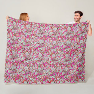 Stomme witte roze paisleypatronen fleece deken