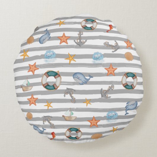 Stomme zeesluiting van walvisvaarder grijs rond kussen (Achterkant)