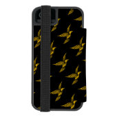 Stomme zwarte goudmakerpatronen incipio iPhone portemonnee hoesje (Agenda Achterkant)