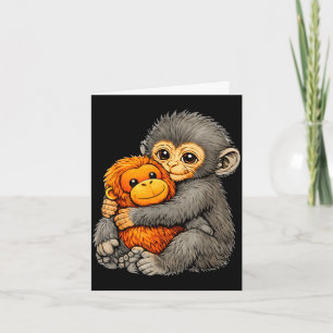 Stomp aap grappig schattig baby dier knuffelende p kaart