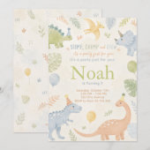 Stomp Chomp And Chew Dinosaur Invitation Editable (Devant / Derrière)