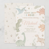 Stomp Chomp And Roar Dinosaur Invitation Editable (Devant / Derrière)