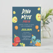 Stomp Chomp Dinomite Party Dinosaurus Verjaardag Kaart (Staand voorkant)