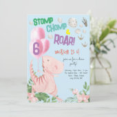 Stomp chomp en brullen Dino kinderen verjaardag ui Kaart (Staand voorkant)