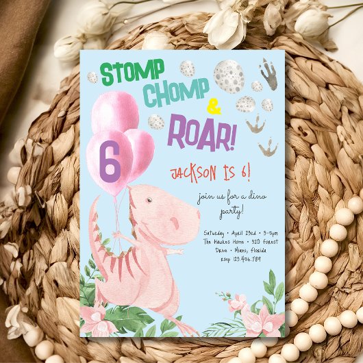 Stomp chomp en brullen Dino kinderen verjaardag ui Kaart