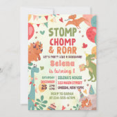 Stomp Chomp en Roar Dinosaur verjaardagsfeestje Kaart (Voorkant)
