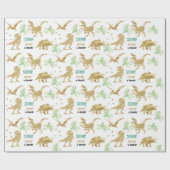 Stomp, Chomp en Roar. Elegant golden Dinosaur Cadeaupapier (Vlak)