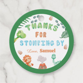 Stomp, Chomp en twee Waterverf Dinosaurus Verjaard Bedankjes Labels