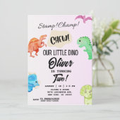 STOMP CHOMP ET CHEW Dinosaur Invitation d'annivers (Debout devant)