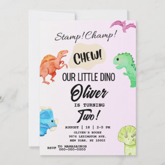 STOMP CHOMP ET CHEW Dinosaur Invitation d'annivers