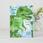 STOMP CHOMP haar dinosaurus verjaardagsfeestje Kaart (Staand voorkant)