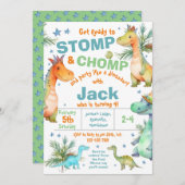 STOMP! CHOMP! Invitation à une fête d'anniversaire (Devant / Derrière)