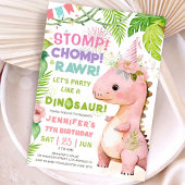 Stomp Chomp Rawr! Dinosaurus 7e verjaardag meisje Kaart