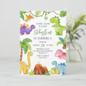 Stomp Chomp Roar Dinosaur Birthday Invitation (Debout devant)