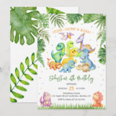 Stomp Chomp Roar Dinosaur Birthday Invitation (Devant / Derrière)
