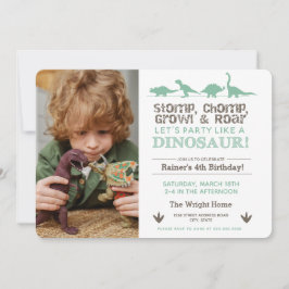 Stomp Chomp ROAR Dinosaur Foto van Birthday Kaart