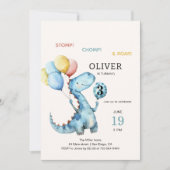 Stomp Chomp & Roar Dinosaur Invitation Anniversair (Devant)