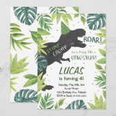 Stomp Chomp Roar Dinosaur Invitation Anniversaire (Devant / Derrière)