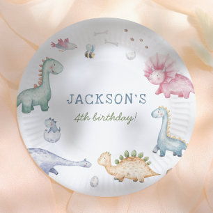 Stomp, Chomp & Roar Dinosaur Jongens Verjaardagsfe Papieren Bordje