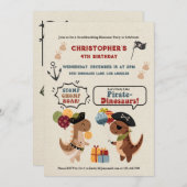 Stomp Chomp Roar Dinosaur Pirate Boy Verjaardag Kaart (Voorkant / Achterkant)