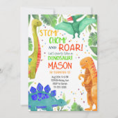 Stomp Chomp Roar Dinosaures Invitation Anniversair (Devant)