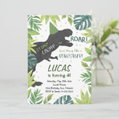 Stomp Chomp Roar Dinosaurus Verjaardag uitnodiging (Staand voorkant)