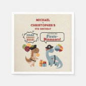 Stomp Chomp Roar Pirate Dinosaur Twin Boy Verjaard Servet (Voorkant)