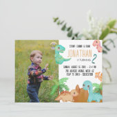 Stomp Chomp Roar Schattigee Dinosaurus Verjaardag Kaart (Staand voorkant)