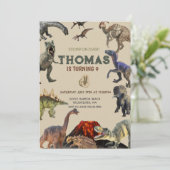 Stomp op Dino Verjaardag Kaart (Staand voorkant)