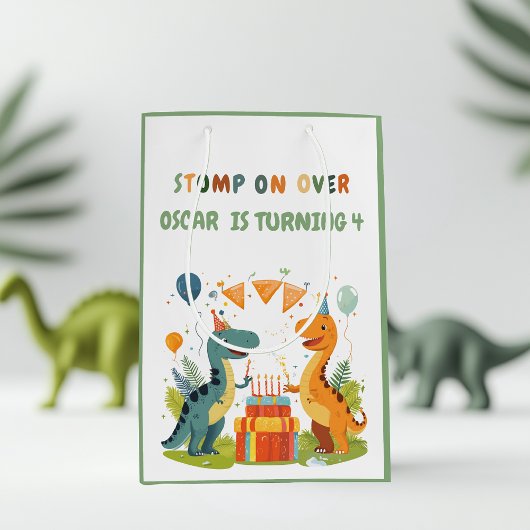 Stomp op over de verjaardag van de dinosaurus medium cadeauzakje