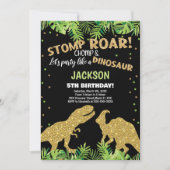 Stomp Roar Parties scintillant Dinosaur Invitation (Devant)