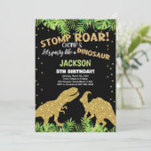 Stomp Roar Parties scintillant Dinosaur Invitation (Debout devant)