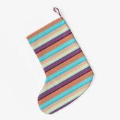 Stompblauwe strepen kleine kerstsok (Achterkant (Hangend))