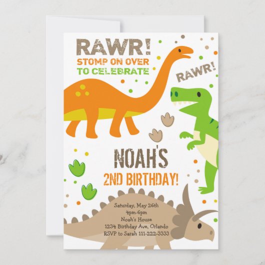 Stompe sur Dinosaur Invitation Anniversaire (Devant)