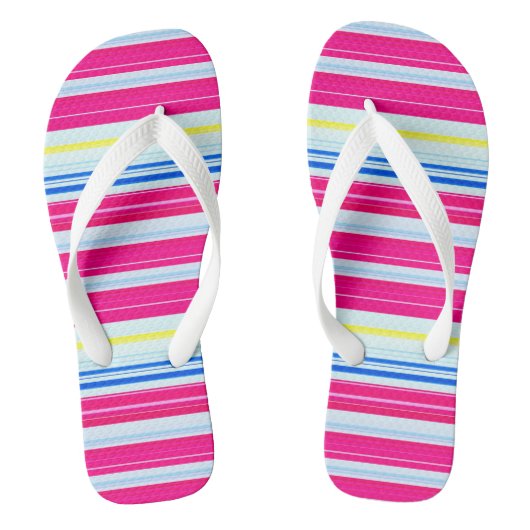 Stompen met blauwe roze strepen teenslippers (Voetbed)