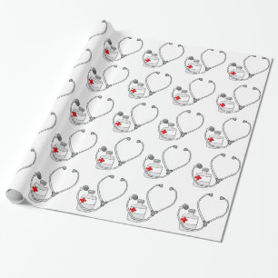 Stomppapier voor flesjes met stethoscoop cadeaupapier