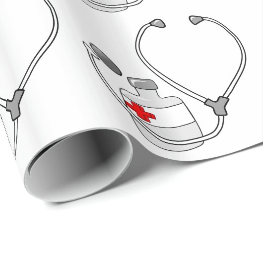 Stomppapier voor flesjes met stethoscoop cadeaupapier (Rol Hoek)