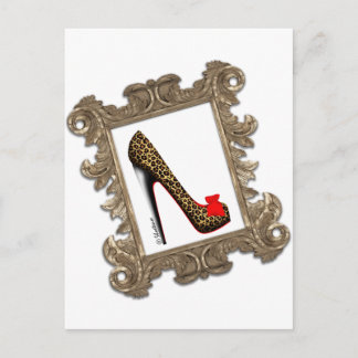 Stomppomp van leopard Stiletto Briefkaart