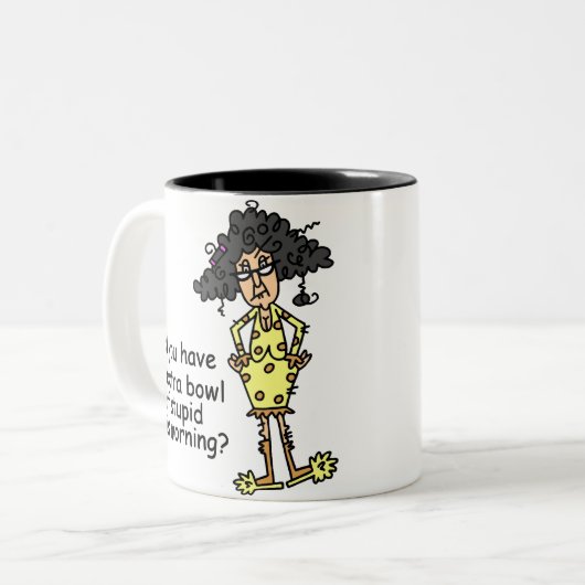 Stompzinnigheid Humor Tweekleurige Koffiemok (Voorkant links)