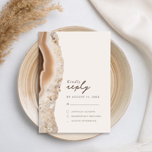 Stone Agaat Marmer Bruiloft RSVP Kaartje