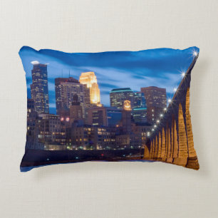 Stone Arch Bridge Minneapolis Skyline Accent Kussen