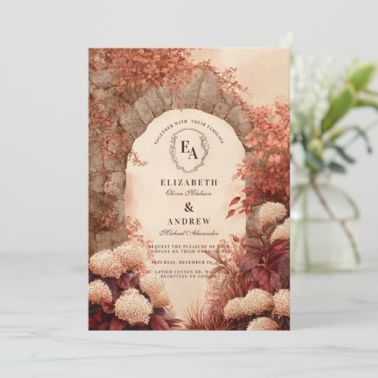  Stone Arch Fall Wedding Kaart (Staand voorkant)