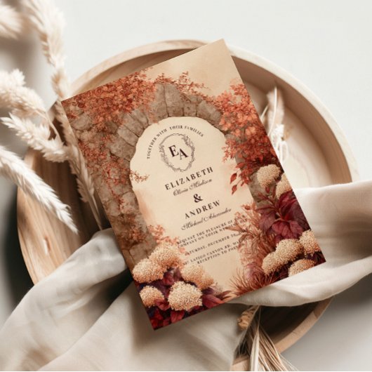  Stone Arch Fall Wedding Kaart