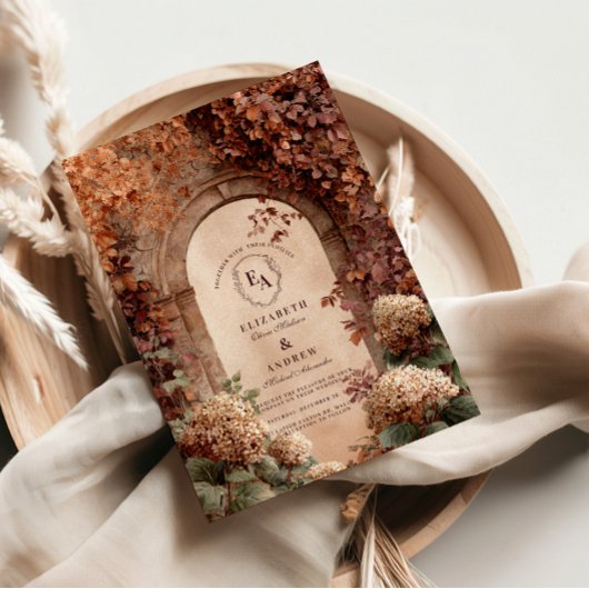 Stone Arch Fall Wedding Kaart