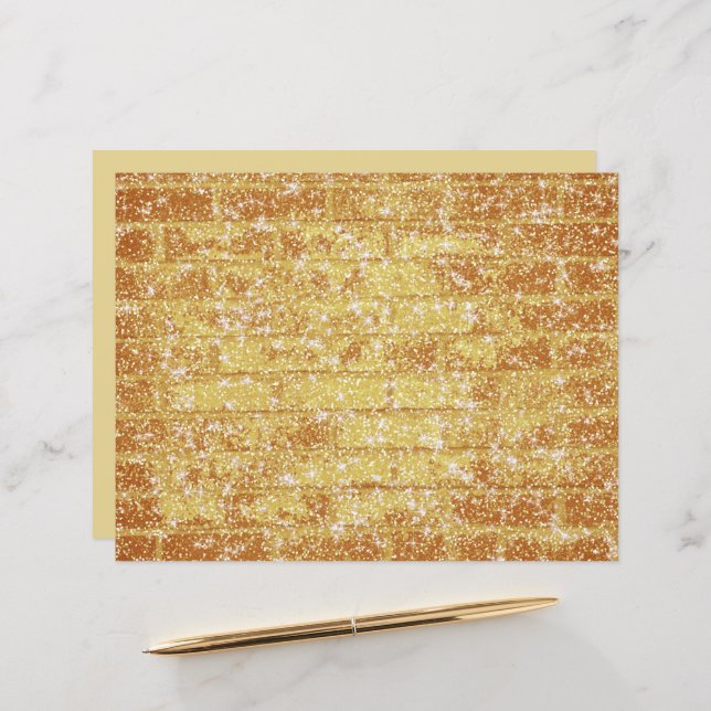 Stone Brick Texture Gold Glitter Decoupage (Voorkant / Achterkant in situ)