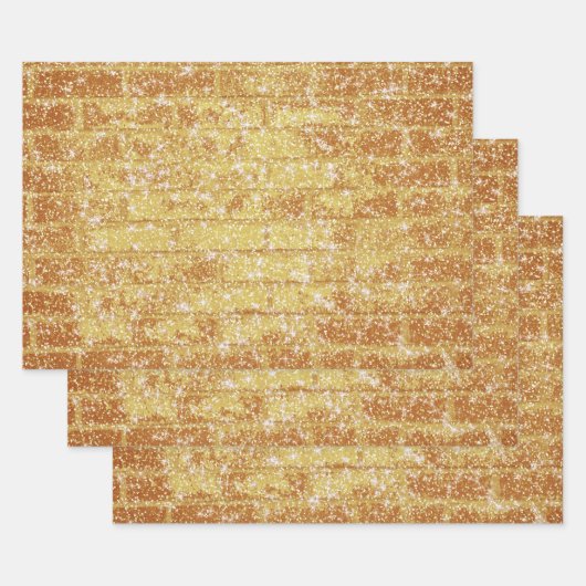 Stone Brick Texture Gold Glitter Decoupage Inpakpapier Vel (Set)