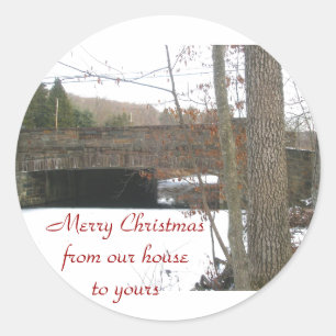 Stone Bridge Merry-Stickers voor kerstmis Ronde Sticker