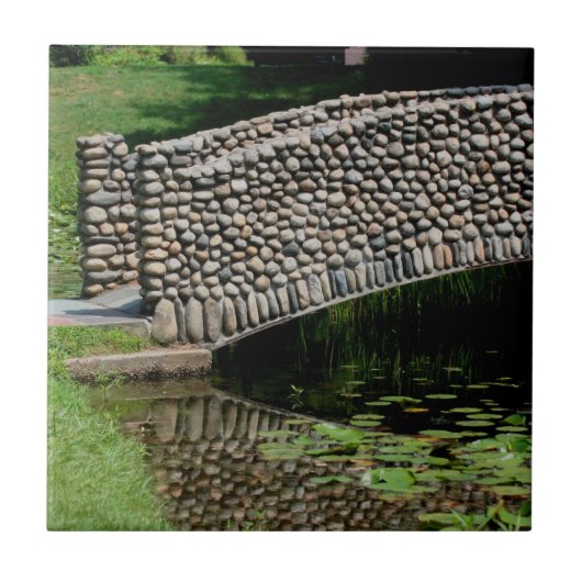 Stone Bridge over Lily Pond Natuur Tegeltje (Voorkant)