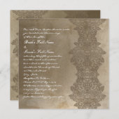 Stone Brown  Damask Wedding Invitation Kaart (Voorkant / Achterkant)